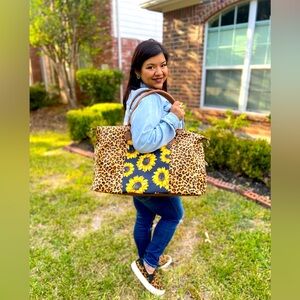 Sunflower leopard print TOTE